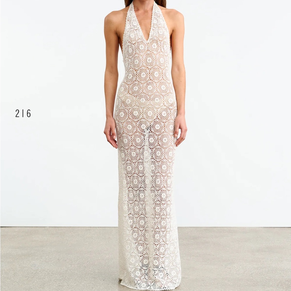 Nili Lotan White crochet Maxi Dress